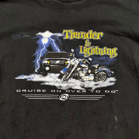 Dairy Queen T-Shirt Unisex Large Black Cotton Motorcycle Car Graphic Retro - Picture 3 of 6